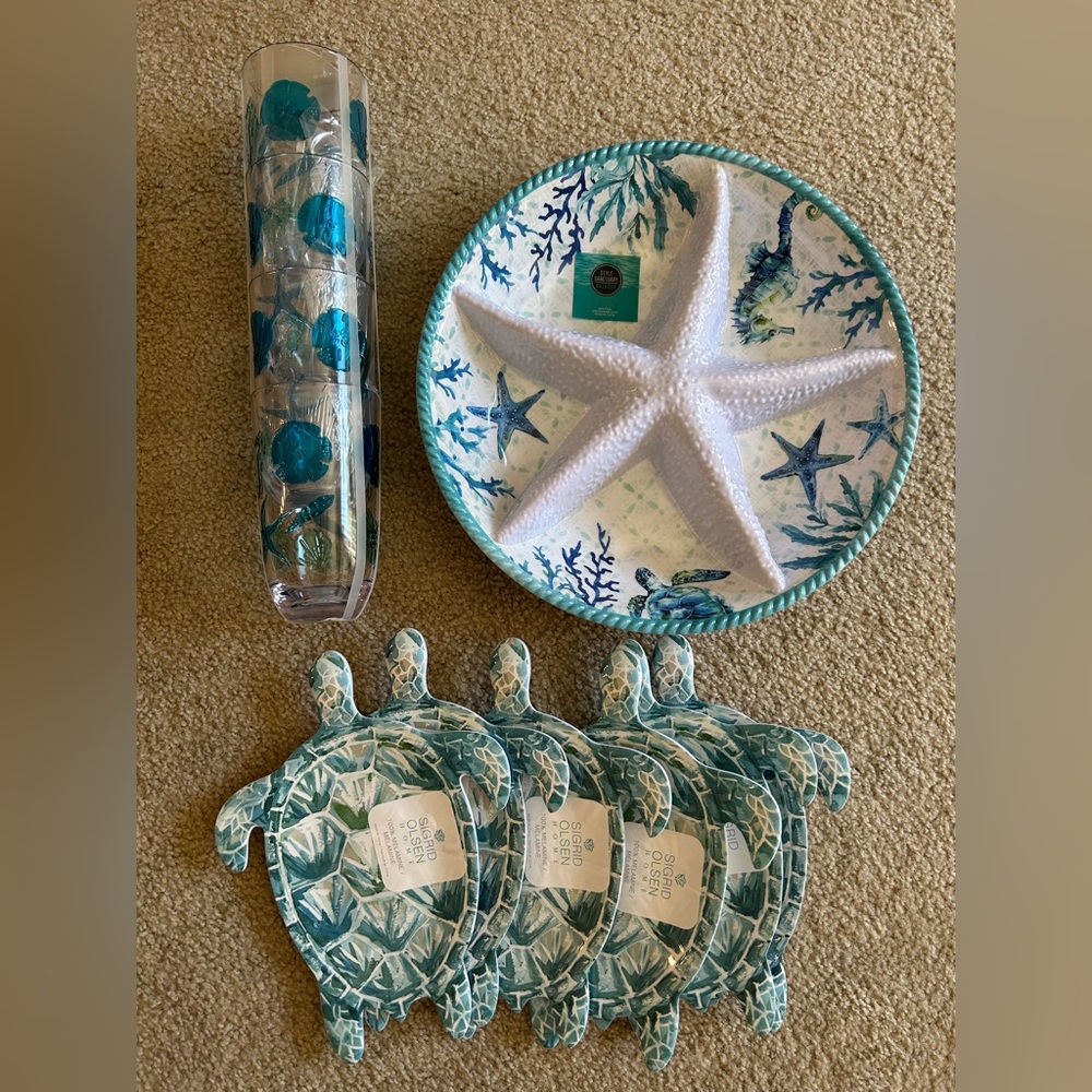 NEW Melamine 11-piece Coastal Serving Set